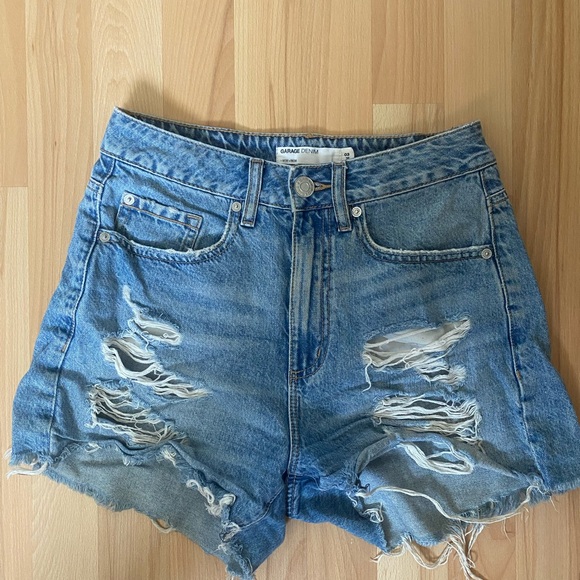 Garage Light Blue Ripped Jean Shorts - Picture 1 of 3